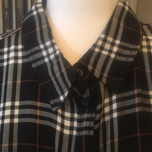 Sanctuary Plaid Buttondown 100% Rayon Top NWOT - Picture 5 of 15
